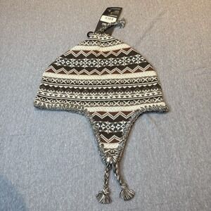 New W Tags Smartwool‎ Fair Isle Brown Cream merino wool hat Ear Flaps